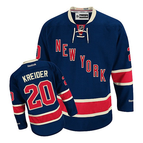 Adult Authentic New York Rangers Chris Kreider Navy Blue Third Official  Reebok Jersey