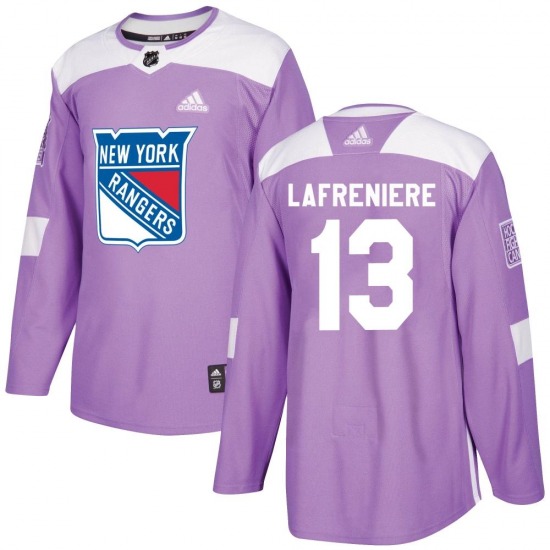 Adult Authentic New York Rangers Alexis Lafreniere Purple Fights Cancer